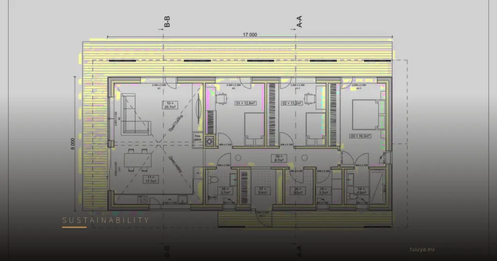 Floor plan of the solid timber house