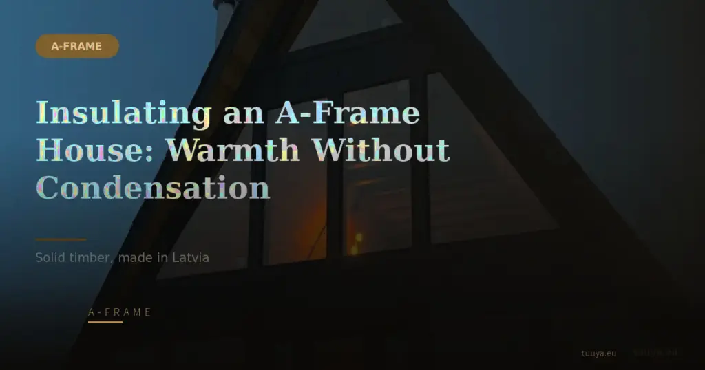 Insulating an A-frame: the continuous roof-wall of a timber A-frame at dusk